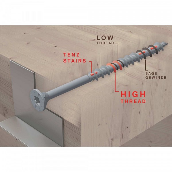 Wood construction screw - flat head ZnB ( TENZ )